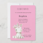 Invitation Anniversaire Licorne Fleurie Rose (Devant)