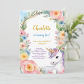Invitation Anniversaire Licorne Florale (Debout devant)