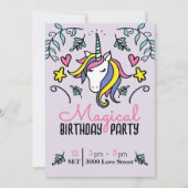 Invitation Anniversaire Licorne Magique (Devant)