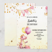 Invitation anniversaire licorne rose modifiable (Devant / Derrière)