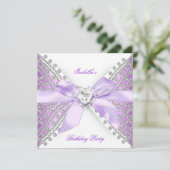 Invitation Anniversaire Lilac Purple Silver White Diamond (Debout devant)