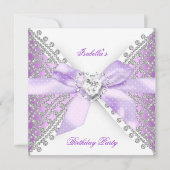 Invitation Anniversaire Lilac Purple Silver White Diamond (Devant)
