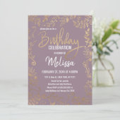 Invitation Anniversaire lilas mauve d'Ombre de parties (Debout devant)
