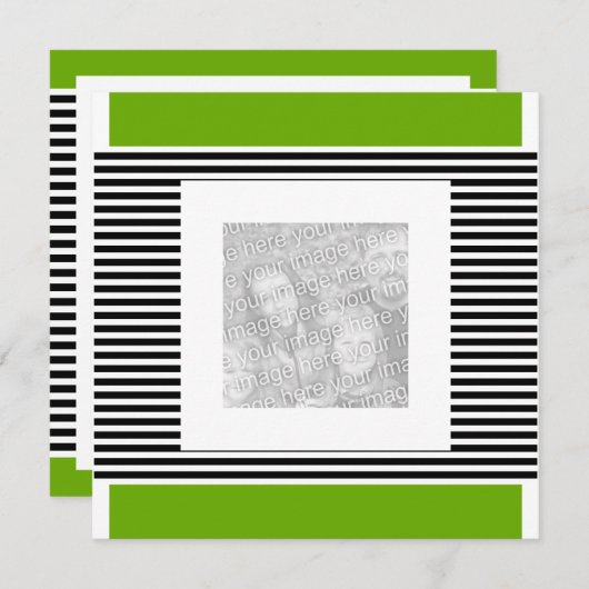 Invitation Anniversaire Lime Vert Black Stripe Pho (Devant / Derrière)