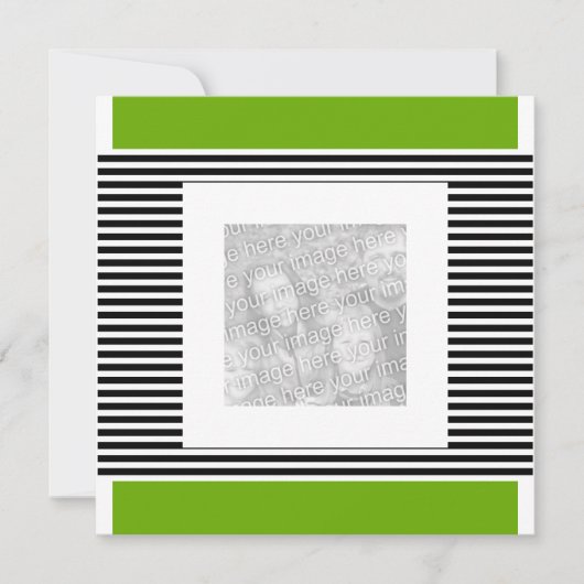 Invitation Anniversaire Lime Vert Black Stripe Pho (Devant)