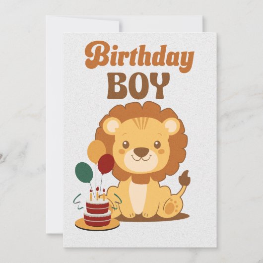 Invitation anniversaire Lion 1ère année Modifiable (Devant)