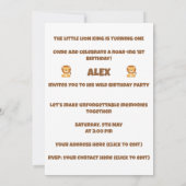 Invitation anniversaire Lion 1ère année Modifiable (Dos)