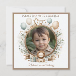 Invitation Anniversaire Lion Cub Cadre photo