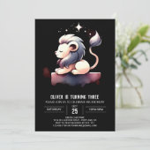 Invitation Anniversaire Lion Pastel Personnalisé (Debout devant)