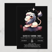 Invitation Anniversaire Lion Pastel Personnalisé (Devant / Derrière)