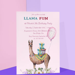 Invitation Anniversaire Llama