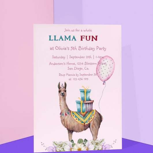 Invitation Anniversaire Llama