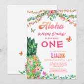 Invitation Anniversaire Luau Anniversaire Tropical Floral (Devant / Derrière)