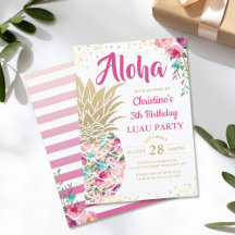 Anniversaire Luau Floral Tropical Rose Gold Ananas