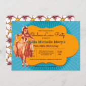 Invitation Anniversaire Luau Party Retro Style Pinup (Devant / Derrière)