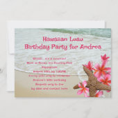 Invitation Anniversaire Luau Pink Frangipani Starfish Invitat (Devant)