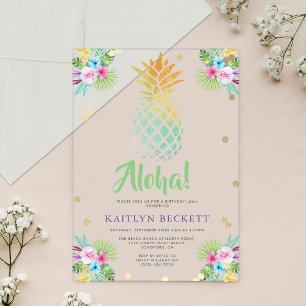 Invitation Anniversaire Luau Tropical Aquarelle An