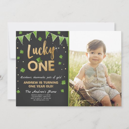 Invitation Anniversaire Lucky One First Birthday G (Devant)
