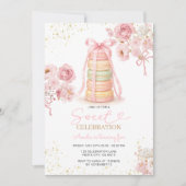 Invitation anniversaire Macaron Rose Fête Sucre (Devant)