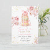 Invitation anniversaire Macaron Rose Fête Sucre (Debout devant)