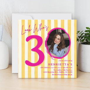 Invitation anniversaire Magenta ludique 3 rayure p