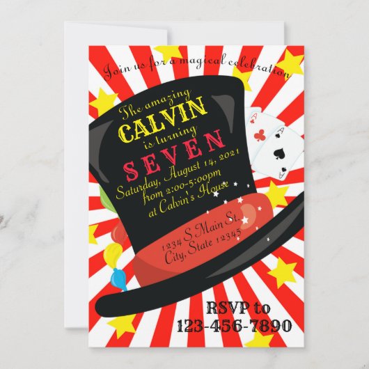 Invitation Anniversaire magique (Devant)