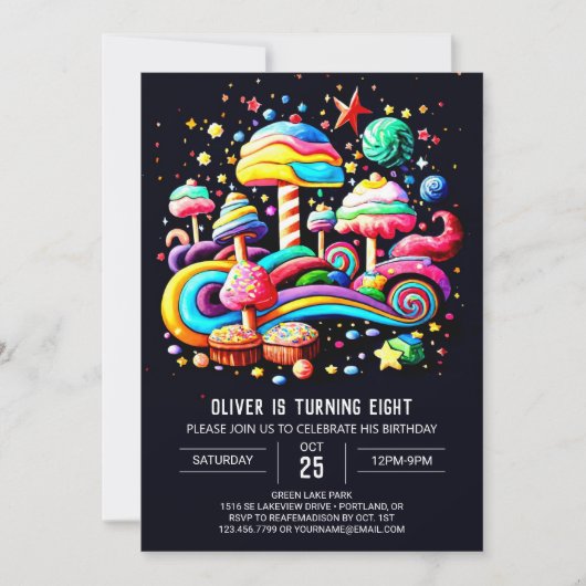 Invitation Anniversaire magique de Candyland (Devant)