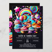 Invitation Anniversaire magique de Candyland (Devant / Derrière)