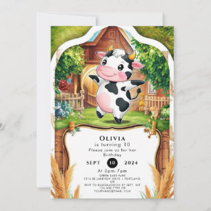 Invitation Anniversaire magique de la vache Barnyard