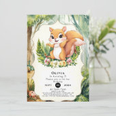 Invitation Anniversaire magique de l'écureuil forestier (Debout devant)