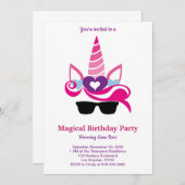 Invitation Anniversaire magique de licorne (Devant / Derrière)