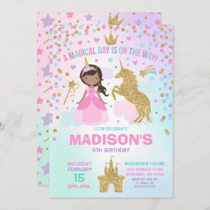 Invitation Anniversaire Magique De L'Invitation Unicorne Et P