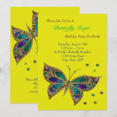 Invitation Anniversaire magique des papillons (Devant / Derrière)