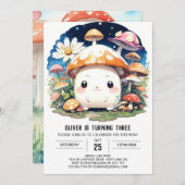 Invitation Anniversaire magique du petit champignon enchanté (Devant / Derrière)