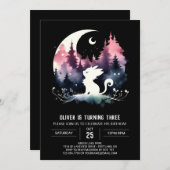 Invitation Anniversaire magique du petit chat (Devant / Derrière)