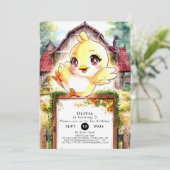 Invitation Anniversaire magique du poulet chiche (Debout devant)