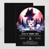 Invitation Anniversaire Magique Loup Enfants (Devant / Derrière)