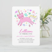 Invitation Anniversaire magique mignon de Caticorn | (Debout devant)