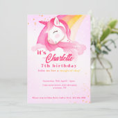 Invitation Anniversaire magique Rainbow Pastel Unicorn (Debout devant)
