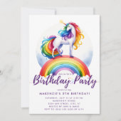 Invitation Anniversaire Magique Rainbow Unicorn (Devant)