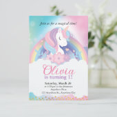 Invitation Anniversaire Magique Rainbow Unicorn (Debout devant)