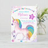 Invitation Anniversaire Magique Rainbow Unicorn (Debout devant)