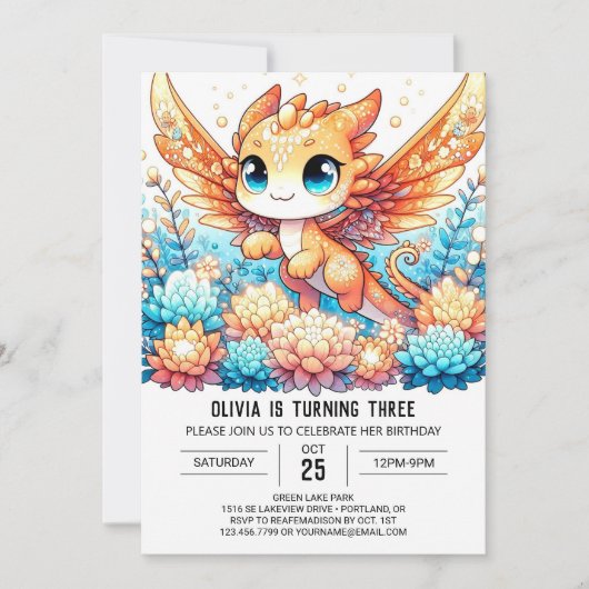 Invitation Anniversaire Majestic Boho Dragon (Devant)