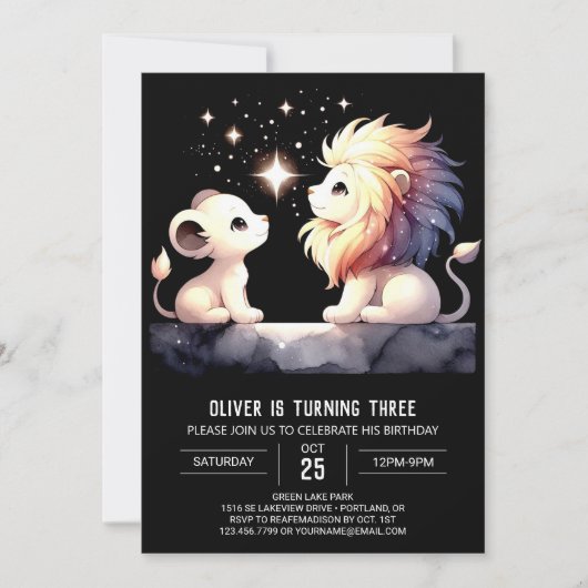 Invitation Anniversaire Majestic Boho Lion (Devant)