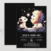 Invitation Anniversaire Majestic Boho Lion (Devant / Derrière)