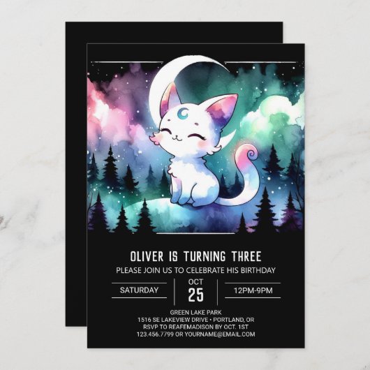 Invitation Anniversaire Majestic Custom Cat (Devant / Derrière)