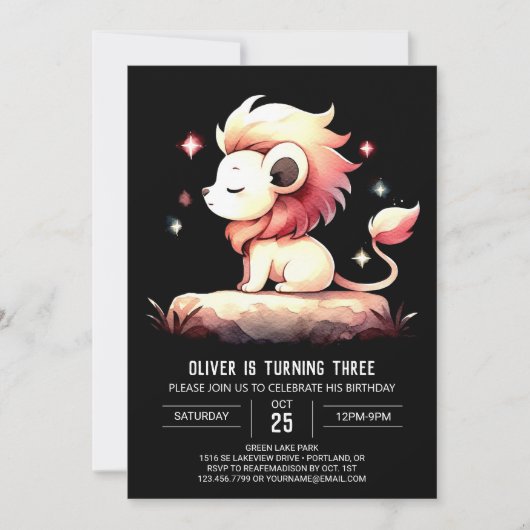 Invitation Anniversaire Majestic Custom Lion (Devant)