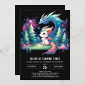 Invitation Anniversaire Majestic Minimaliste de Dragon (Devant / Derrière)