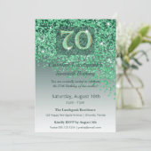 Invitation Anniversaire majestueux de 70 ans, paillettes vert (Debout devant)