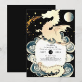 Invitation Anniversaire majestueux du dragon d'aquarelle (Devant / Derrière)